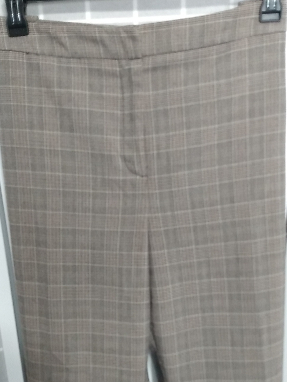 212 Collection Classic Fit Plaid Pants in Brown and Cream - Women's 18